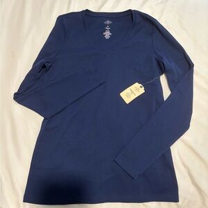 New St. John’s Bay Essential Long Sleeve Tee T-Shirt Navy Blue Women’s Comfort